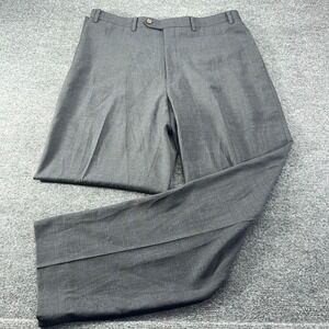 Ralph Lauren Mens 36x32 Grey Blue Glen Plaid Dress Pants Flat Front Trousers